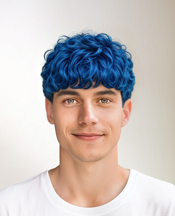 Short Curly Indigo